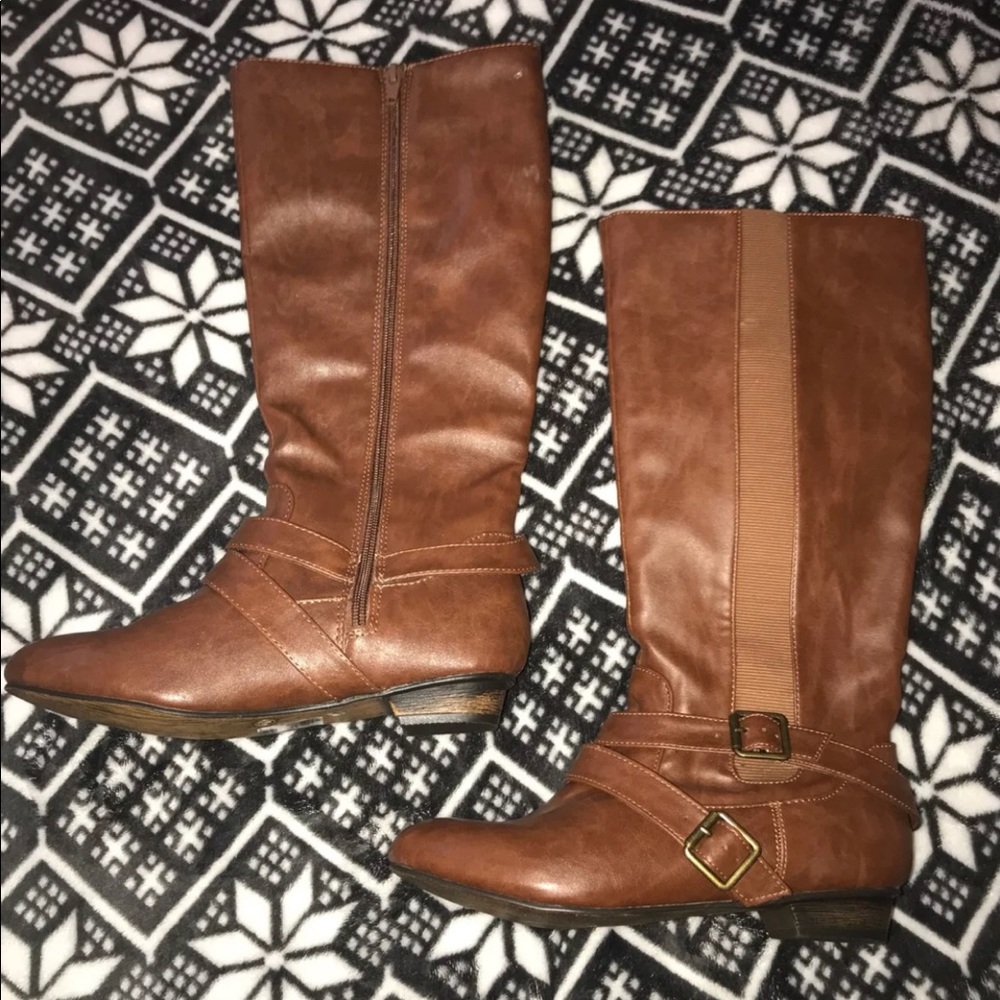 Brown knee high boots